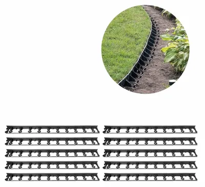 Image de Jeu de 10 Bordure Jardin Plastique 6cm x 10m | Bordures de Jardin | Bordure en Plastique