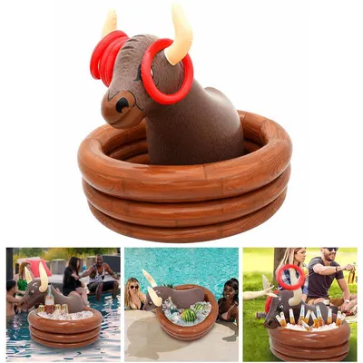Produktbild von Eisbehälter aufblasbar Büffel 66x76cm – Wasserdicht, Ringwurf, Partyspiel | Getränkekühler für Strand & Camping