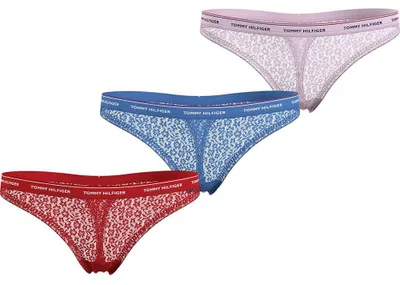 Produktbild von Tommy Hilfiger Damen 3er Pack Strings Premium Essential Tangas, Mehrfarbig (Fier