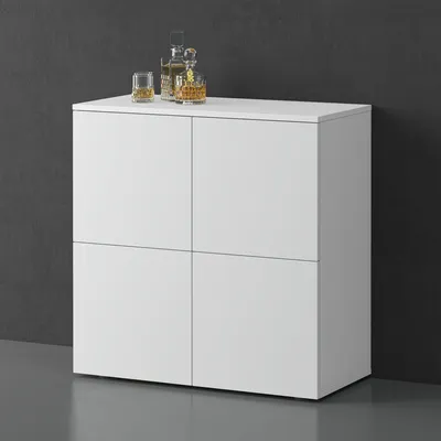 Immagine prodotto di doporro Mobile Organizzatore Credenza Buffet in Legno con 4 Ante Push-to-Open e Soft-Close per Soggiorno, Sala da Pranzo o Ingresso, 76x36,4x76 cm Bianco opaco Schrank04