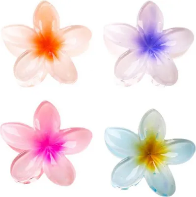Image de set de 4 grandes barrettes à fleurs pour femmes et filles