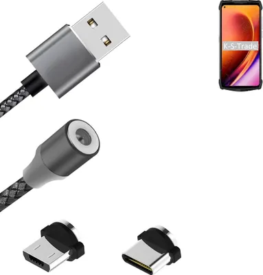 Produktbild von K-S-Trade Hochwertiges Magnet-Lade-kabel Sync-Kabel Daten-Kabel für Ulefone Power Armor 13 mit USB-Typ-C-Anschluss und Micro-USB-Anschluss 2A bis zu