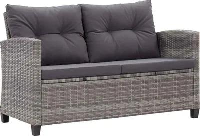 Obrázok produktu pre vidaXL 2-miestna záhradná pohovka s vankúšmi sivá 124 cm Poly ratan