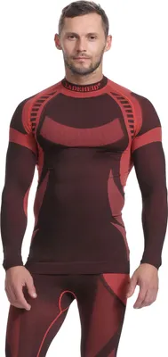 Produktbild von Ladeheid Herren Funktionsunterwäsche Langarm Shirt Thermoaktiv (Schwarz/Rot, XL)