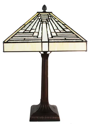 Immagine prodotto di Clayre & Eef Lampada da tavolo Tiffany 31x31x48 cm Vetro bianco grigio