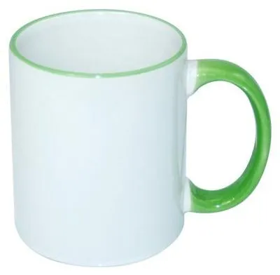 Zdjęcie produktu dla Kubek 330 ml z Jasnozielonym Uszkiem Sublimacja Termotransfer