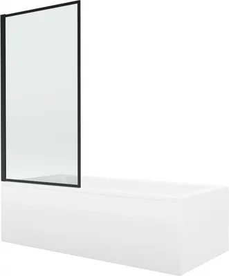 Produktbild von Mexen Cubik Rechteckbadewanne 160 x 70 cm mit Verkleidung und 1-flügliger Duschabtrennung 70 cm, Schwarzes Design fix - 55031607