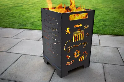 Produktbild von Deutschland Feuertonne Feuerschale Feuerkorb + Grillplatte Grillring Feuerplatte, Design:Deutschland & Grillplatte