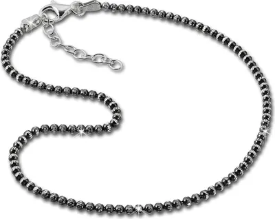 Produktbild von SilberDream Damen-Fußkette 27cm Silber diamantiert geschwärzt Kugeln SDF2164K