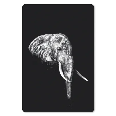 Produktbild von MuchoWow® Mauspad Mousepad Illustration Elefant vor schwarzem Hintergrund - schwarz und weiß 18x27 cm - Mousepads - Maus Mat - Pad - Mausunterlage