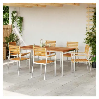 Produktbild von Stapelbare Gartenstühle 6 Stück 54,5x56x89 cm Teak Massivholz Gartenstühle für Terrasse und Garten