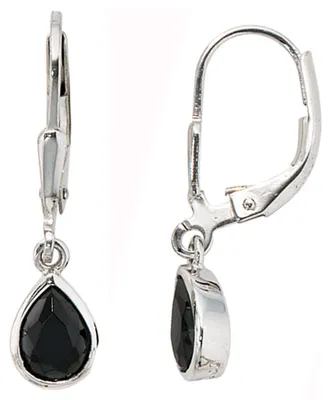 Produktbild von Ohrringe Ohrhänger Boutons mit Zirkonia Tropfen schwarz 925 Silber Damen