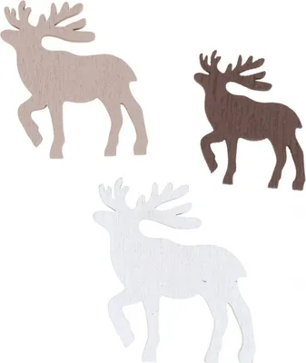 Produktbild von Weihnachtsdeko Streudeko Holz Rentiere 48 Stk Weihnachten, 48 Stück