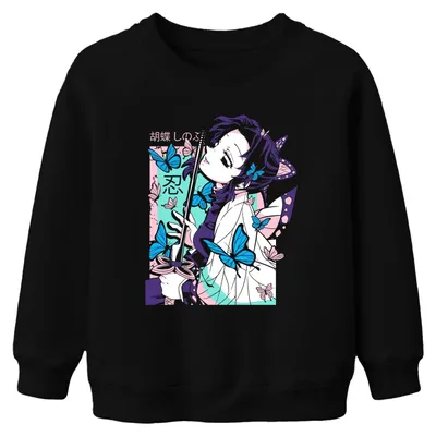 Productafbeelding van Demon Slayer, Hu蝶しのぶ, Shinobu Kocho, Schmetterling Katana, Anime, Uni kinder sweatshirt, zwart, maat 140