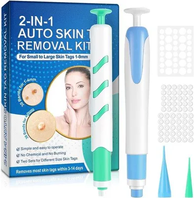 Produktbild von Entfernungskit für Hautwucherungen, 2-in-1, automatische Entfernung für Hautwucherungen und Hautunreinheiten, schmerzfreie Entfernung für Gesicht und Körper (1-9 mm)