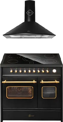 Produktbild von Gurari GCH E 912 DF BL r Retro Elektro Standherd 90 cm+GCH C 046 BL 9  Dunstabzugshaube 90 cm