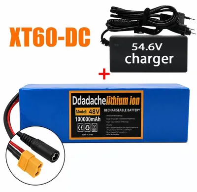 Produktbild von 48V E-Bike Akku - 13S3P Li-Ion Batteriepack - 100Ah 2000W - Integriertes 20A BMS - Für 750–2000W Motor - XT60 Entladestecker & DC-Ladebuchse - Mit Ladegerät