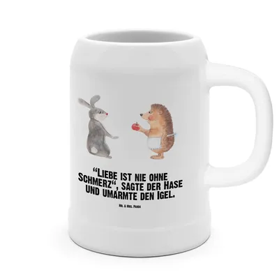 Produktbild von Mr. & Mrs. Panda Bier Seidel Hase Igel - Weiß - Geschenk, und, Liebe Spruch, Bierhumpen, Humpen, Krug, Trösten, Keramikkrug, Herzschmerz, Gute Laune