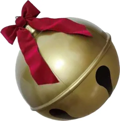 Produktbild von Aufblasbare Weihnachtskugel, Glocke, Gaint-Ornament mit roter Schleife, PVC-Hängegriff, einfacher Aufbau, aufblasbare Außendekoration, 60 cm