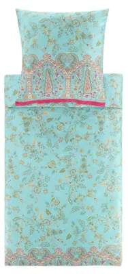 Produktbild von Bassetti Satin-Bettwäsche-Garnitur INDIAN ROSES Farbe T1 TURCHESE Größe 200x200+2x80x80