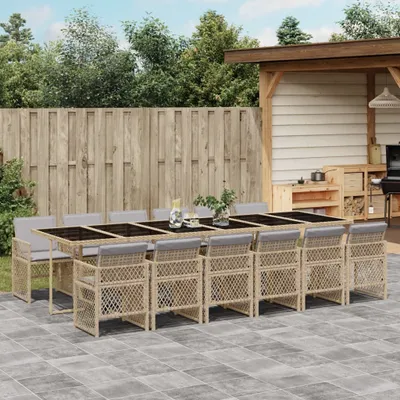 Obrázek produktu pro Maison Exclusive - 13dílný zahradní jídelní set s poduškami béžový polyratan