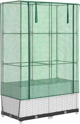 Obrázek produktu pro vidaXL Zvýšená postel s nástavcem na skleník ratanového vzhledu 80x40x138 cm