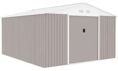 Image de Abri de jardin en métal, 12,99 m² - 340 x 382 x 210 cm - kit d'ancrage inclus - Taupe