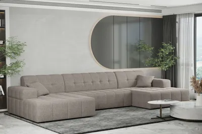 Zdjęcie produktu dla Sofa w kształcie U NIMES narożnik tkanina Verita Ciepły beż