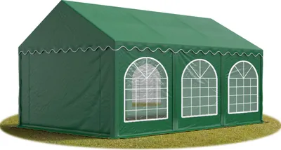 Produktbild von TOOLPORT Festzelt Partyzelt 4x6 m PREMIUM, hochwertige PVC Plane 750 N in dunkelgrün 100% wasserdicht mit Bodenrahmen