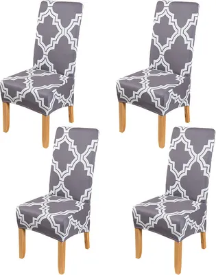 Produktbild von Stretch Stuhlhusse 4 pcs, Parsons Stuhl Slipcover-Stuhlbezüge für Speisesaal, Graue Raute