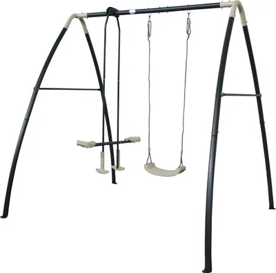 Produktbild von AXI Schaukel Set aus Metall in Anthrazit & Creme | Einzelschaukel & Wippschaukel mit Gestell | Gartenschaukel für Kinder / Kinderschaukel | Schaukelgestell für den Garten