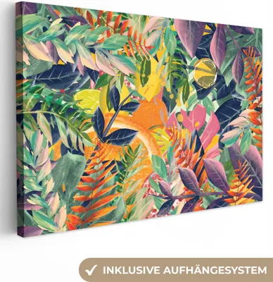 Produktbild von OneMillionCanvasses® - Leinwandbilder - 140x90 cm, Blumen - Dschungel - Tropisch, Wandbilder Kunstdruck Wanddekoration