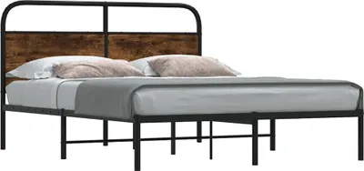 Produktbild von BEI CLORIS Doppelbett/Jugendbett, Bettgestell ohne Matratze 140x200cm Räuchereiche Holzwerkstoff - Klassische Betten,Bettrahmen 2026Neu3349702