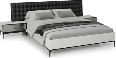 Produktbild von Modernes Doppelbett Weiß Design Polsterbett Bett für Schlafzimmer Ehebett