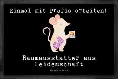 Produktbild von Mr. & Mrs. Panda Schmutzfänger Raumausstatter Leidenschaft 50 x 75 cm - Schwarz - Geschenk, Gummimatte, Schmutzmatte, fußmatte, Fussmatte, Schmutzfangmatte