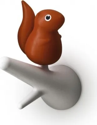 Produktbild von Qualy Wandhaken mit Eichhörnchen Squirrel  auf Ast - 2er Set - rot/weiß