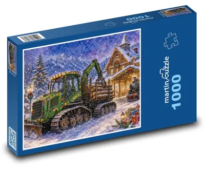Produktbild von Puzzle 1000 Traktor am Weihnachtsbahnhof - martinpuzzle