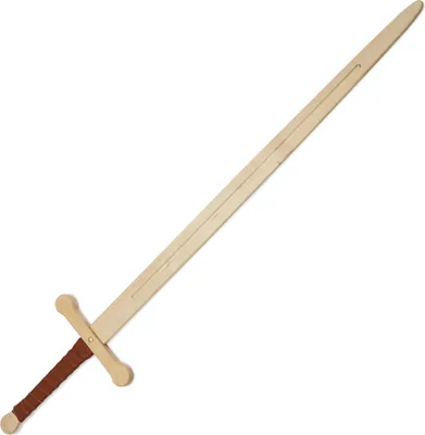 Produktbild von BestSaller 1007 Ritter Zweihand Schwert, Holz, 107 cm, mit lederumwickeltem Griff, natur/braun