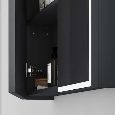 Produktbild von Mai & Mai Spiegelschrank Bad mit LED Beleuchtung Badezimmerschrank Hängeschrank Badezimmerspiegel BxTxH 80x15x70 cm Anthrazit matt Spiegelschrank-04
