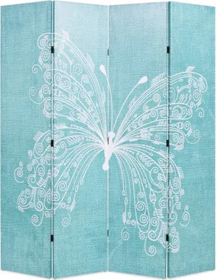 Produktbild von The Living Store Raumteiler klappbar 160 x 170 cm Schmetterling Blau