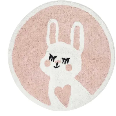 Produktbild von HOMESCAPES Badematte Hase rund 60 cm – Badteppich aus 100 % Baumwolle, rosa