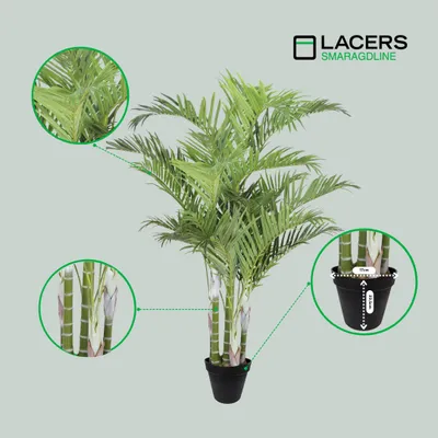 Produktbild von Lacers SMARAGDLINE künstliche Phoenix Palme mit 6 Stämme im Topf 220cm-Dekoration/realistische Optik, Fächerpalme für Wohnzimmer, Balkon und Büroräume
