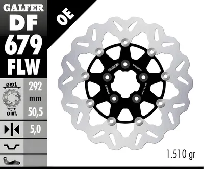 Produktbild von Bremsscheibe Galfer DF679FLW WAVE® schwimmend vorne 292x5mm (2 benötigt) für Harley Davidson FLSTC Fat Boy XLH Sportster Hugger Heritage Softail Classic Bj. 1984 - 2011