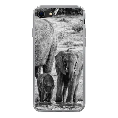 Produktbild von MuchoWow® Handyhülle Schutzhülle Hülle für iPhone 8 Elefant - Wasser - Tiere - Schwarz - Weiß Silikon Softcase Handy Hülle - Schutzhaube