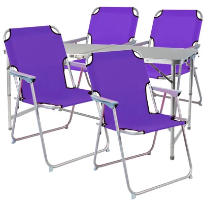 Produktbild von 5teiliges Campingmöbel Set Alu wetterfest robust 120x60x58/70cm Lila