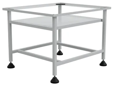 Produktbild von HAGO24 Waschmaschinen-Untergestell Weiß 62,5x53,5x45cm Podest Auszug Stahl Höhenverstellbar Rutschfest Ausziehbare Ablage Beladungshilfe 150kg Traglast