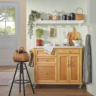 Productafbeelding van Famanu Keukenwagen - Modern design met een werkblad van roestvrij staal