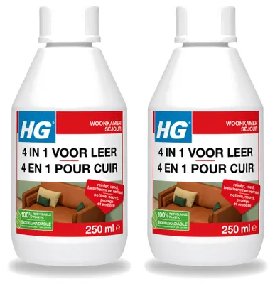 Produktbild von 2 x HG 4-in-1 Lederpflege - Reinigt, pflegt und schützt - 250 ml - Vorteilspackung - 2 Stücke