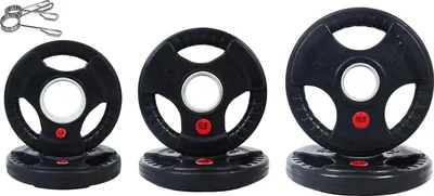 Zdjęcie produktu dla Talerz olimpijski Signature Fitness wykonany z żeliwa, 5,1 cm, do treningu siłowego i podnoszenia ciężarów, kilka rozmiarów