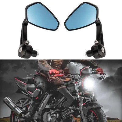 Productafbeelding van Motorfiets stuurspiegel, universeel, 7/8" (22mm) stuurspiegel, ronde aluminium zijspiegel voor straatmotoren, scooters, bromfietsen, supermotoren, quads en ATVs (zwart #4)